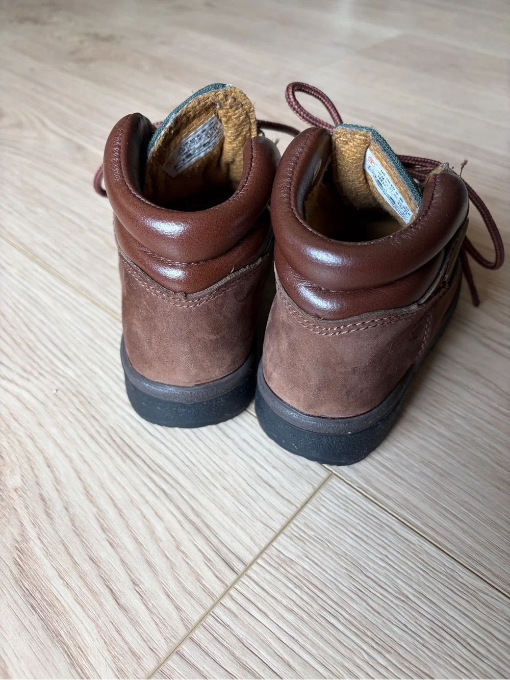 Timberland Kids Brown Leather & Green Mesh Hiker Field Boots